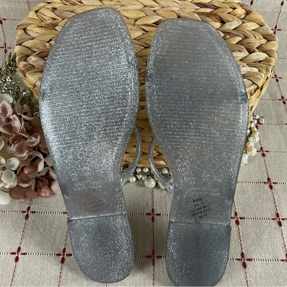 Set of 2 Steve Madden “PIKE” Jelly Flip Flop Sandals Size 9 Black & Silver New - Picture 8 of 8